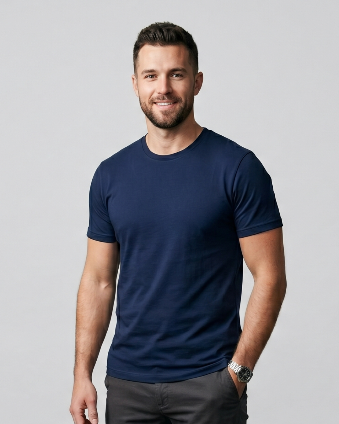 The Cotswold Classic – Premium Navy Crewneck T-Shirt