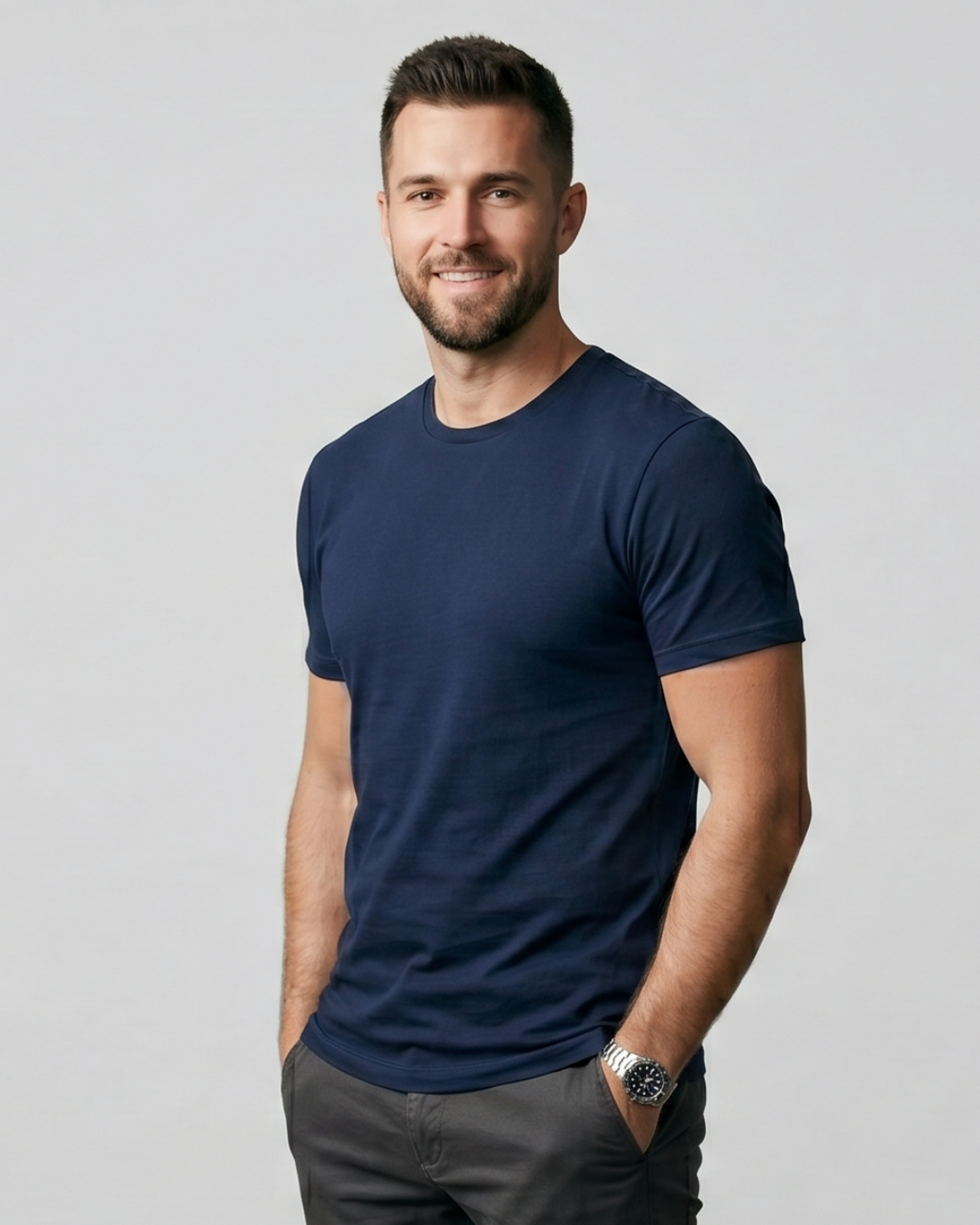 The Cotswold Classic – Premium Navy Crewneck T-Shirt